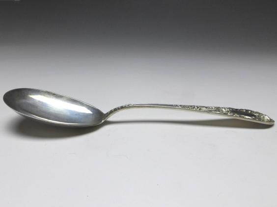 Vorlegelöffel, Beilagelöffel, Löffel, Dekor Rosen, 925er Sterling Silber, S. Kirk & Son, USA, L: 21,5 cm
