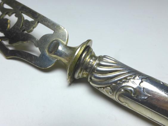 Tranchierbesteck 2-teilig, 800er Silber, Wilhelm Binder, Schwäbisch Gmünd, L: 29,5 | 25,5 cm