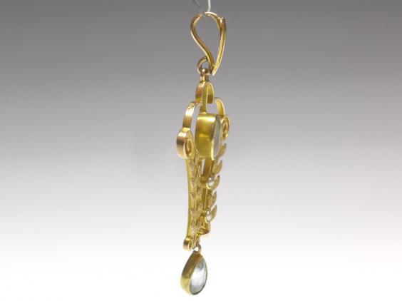 antiker Anhänger mit Steinen und Perlchen, 625er Gold, ~1900