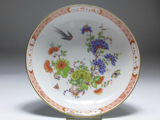 Schale, Meissen, reiche Blumen- und Insektenmalerei, D: 22,5 cm