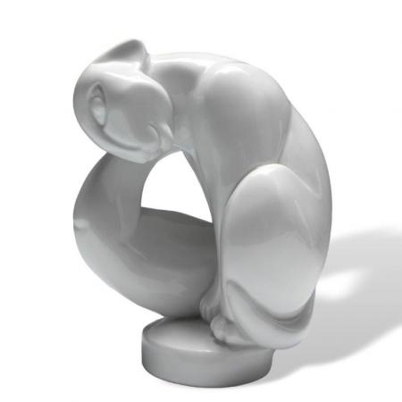 Figur Katze, Meissen, weiß glasiert, H: 16,5 cm