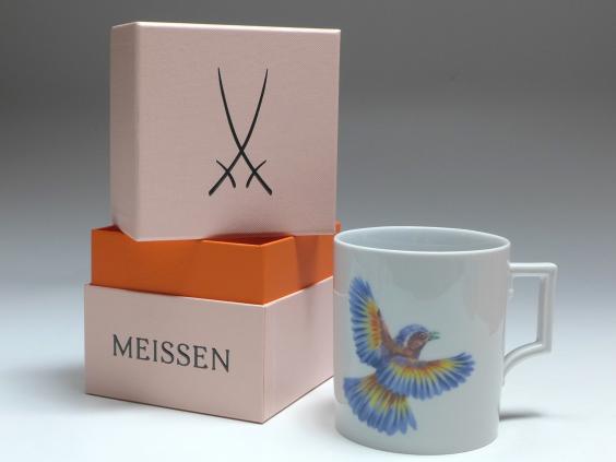 Kaffeebecher, Meissen, Flying Jewel, fliegender Vogel, H: 9 cm