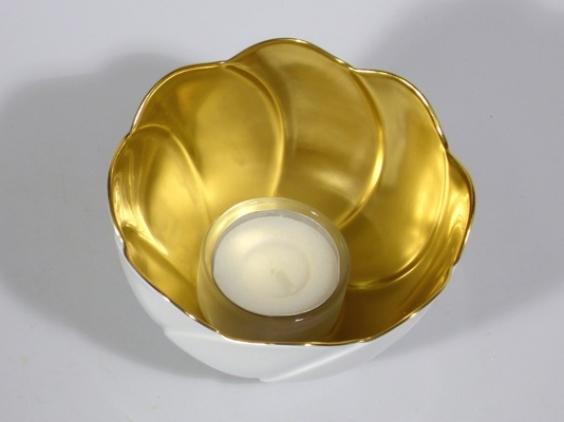 Seerose Schälchen, vergoldet, Meissen, D: 10 cm, Geschenkkarton