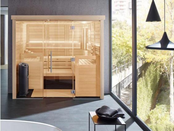 helo Saunaofen Roxx eingebaut in Sauna