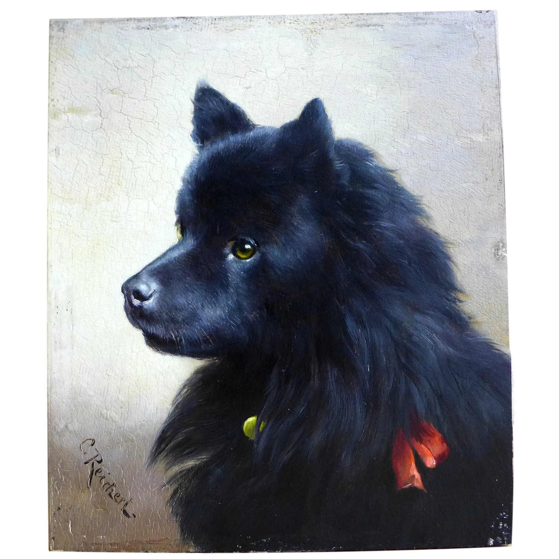 Carl Reichert: Gemälde Hund Spitz kaufen bei