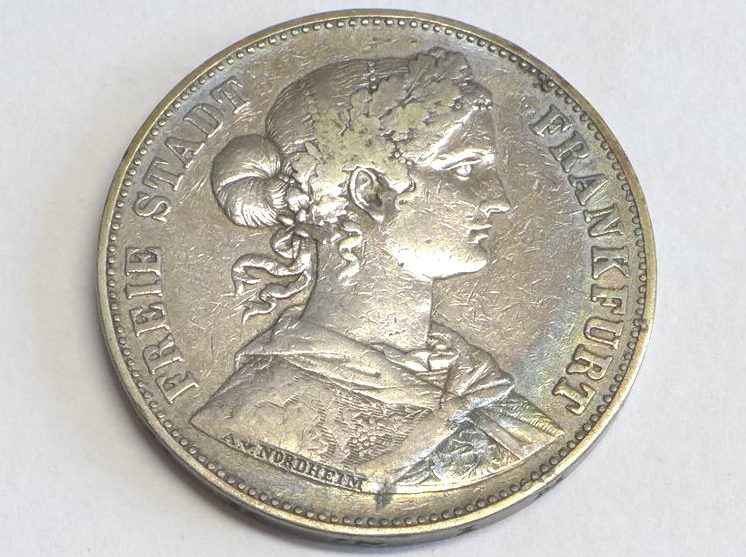 Munze Taler Vereinsthaler 1862 Freie Stadt Frankfurt D 33 Mm