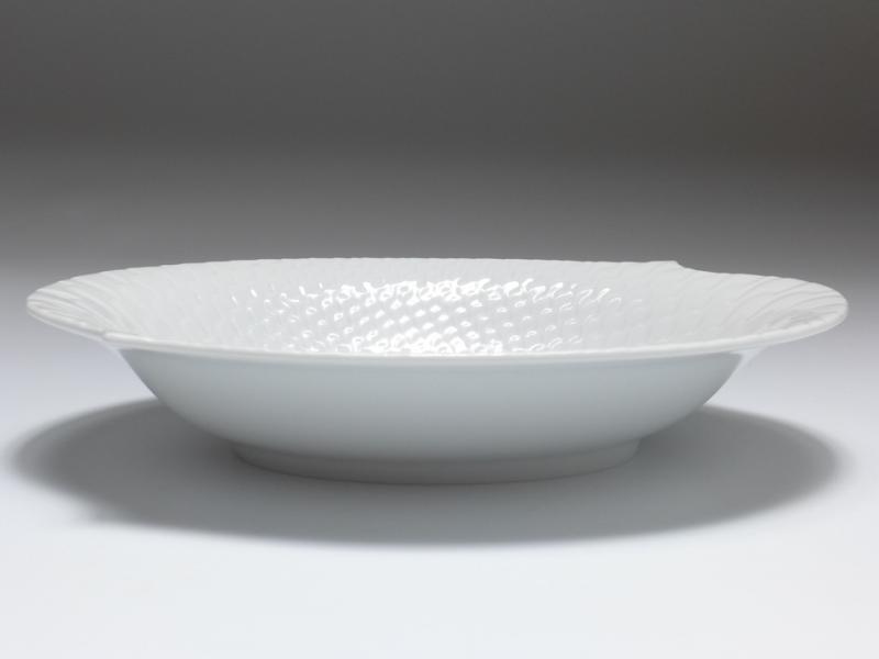 Schale oval, Meissen, Wellenspiel Relief weiss, L: 21,5 cm