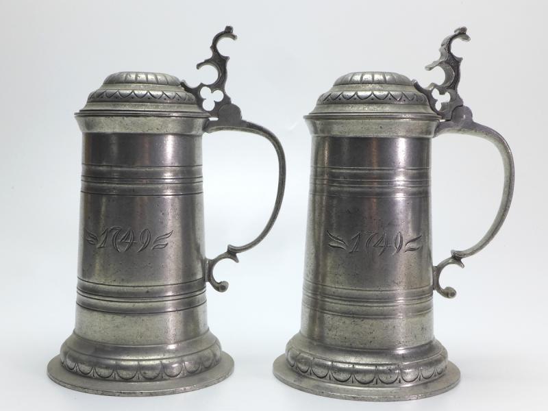 Paar Bierkrüge, Zinn, Bierkrug, Krug, H: 23 cm