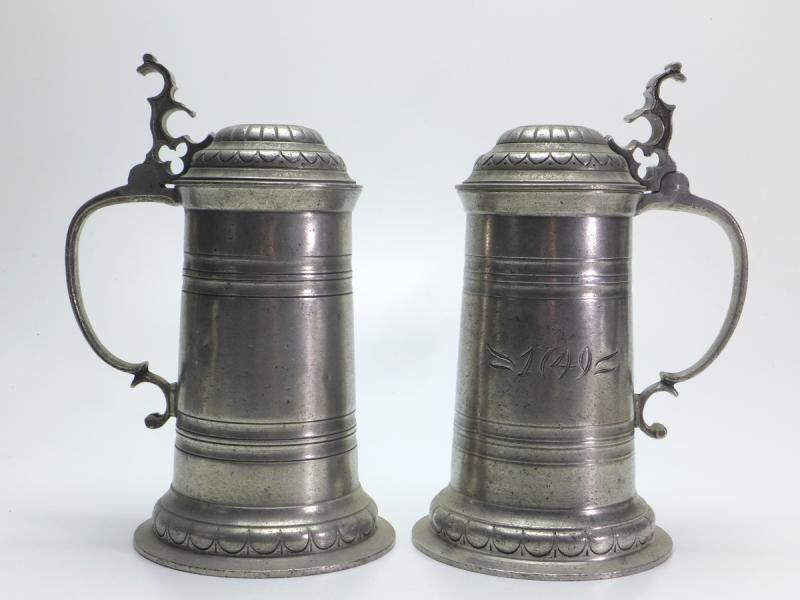 Paar Bierkrüge, Zinn, Bierkrug, Krug, H: 23 cm