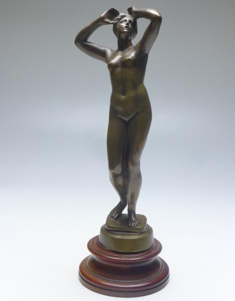 Bronzeskulptur Klagende Venus, Bronzefigur, H: 25,5 cm