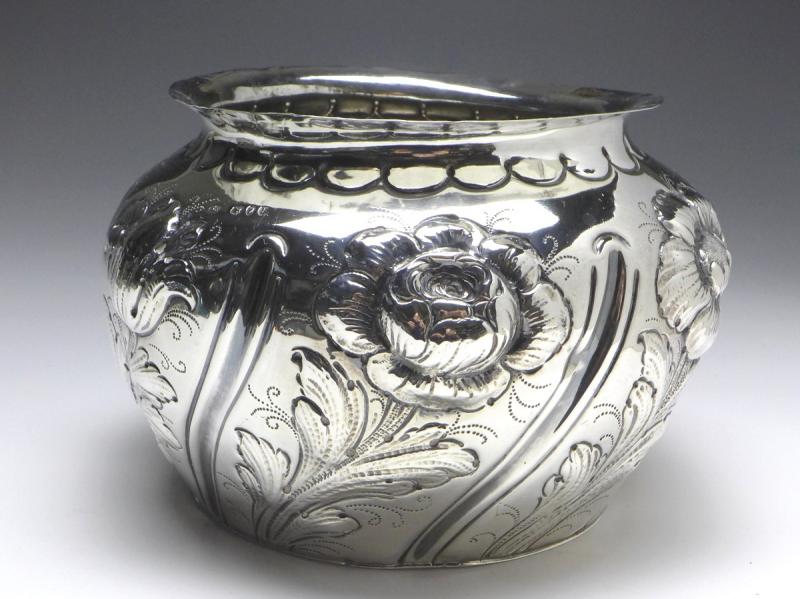 Vase, Blumenvase, 925er Sterling Silber, London, 1890, SB, D: 17 cm, 445 g