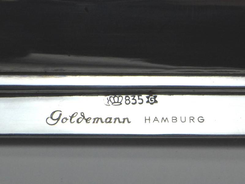 großes Tablett mit getrepptem Rand, 835er Silber, 28,5x28,5 cm, 609 g