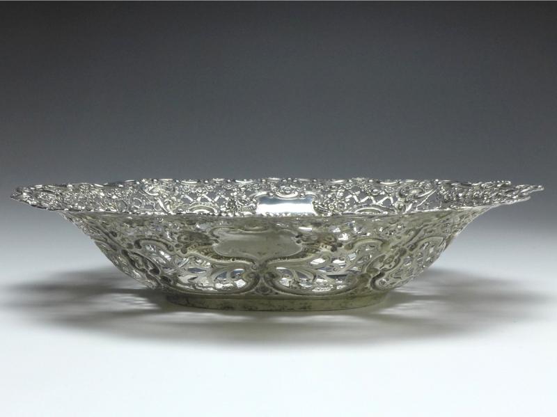 ovale Schale, Obstschale, 830er Silber, 26x20x5 cm, 300 g