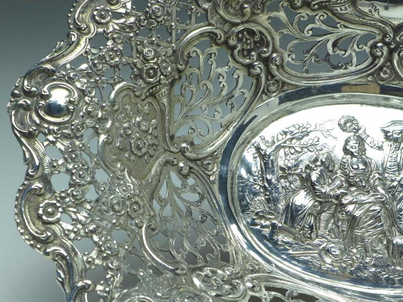 ovale Schale, Obstschale, 830er Silber, 26x20x5 cm, 300 g