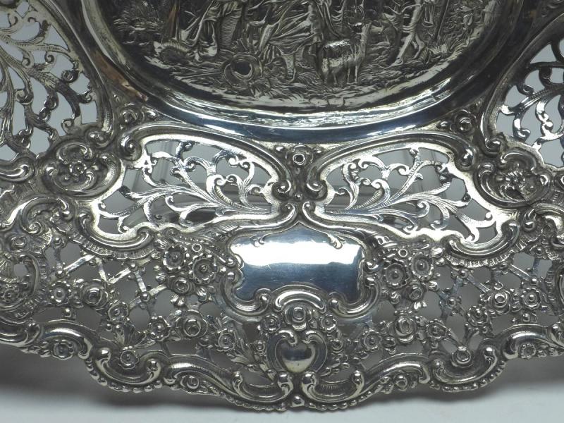 ovale Schale, Obstschale, 830er Silber, 26x20x5 cm, 300 g