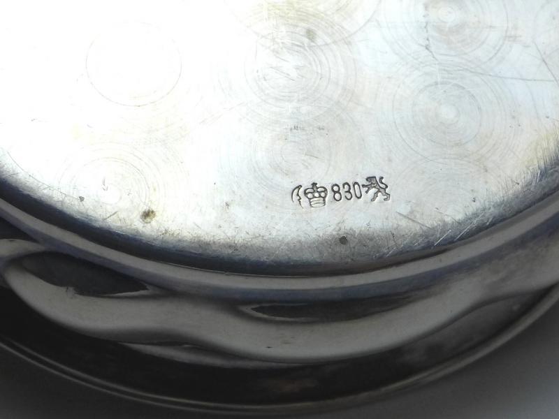 Schale, Flaschenuntersetzer, Gebr. Deyhl, Schwäbisch Gmünd, 830er Silber, D: 11 cm, 65 g