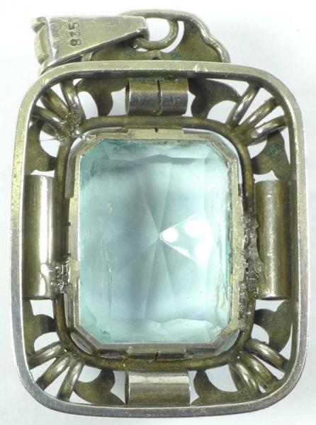 Anhänger 835er Silber, blauer Stein, L: 50 mm