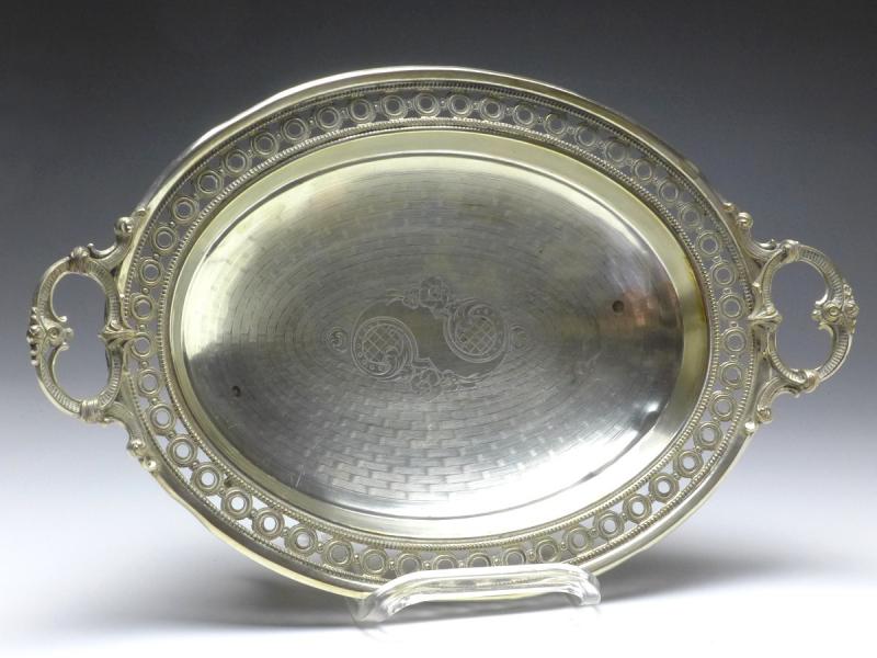 ovale Schale, Obstschale, 13 Lot Silber, 33 x 22 cm, 333 g