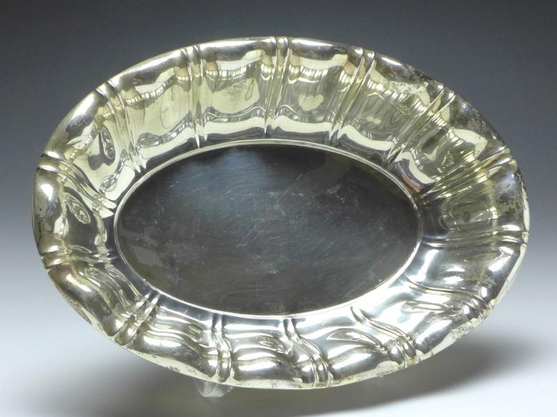 ovale Schale, Brotschale, Gebr. Kühn, Schwäbisch Gmünd, 835er Silber, 27 x 19 cm, 227 g