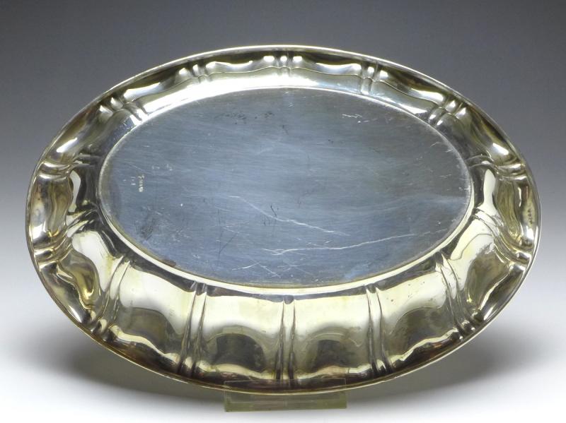 ovale Schale, Brotschale, Gebr. Kühn, Schwäbisch Gmünd, 835er Silber, 27 x 19 cm, 227 g
