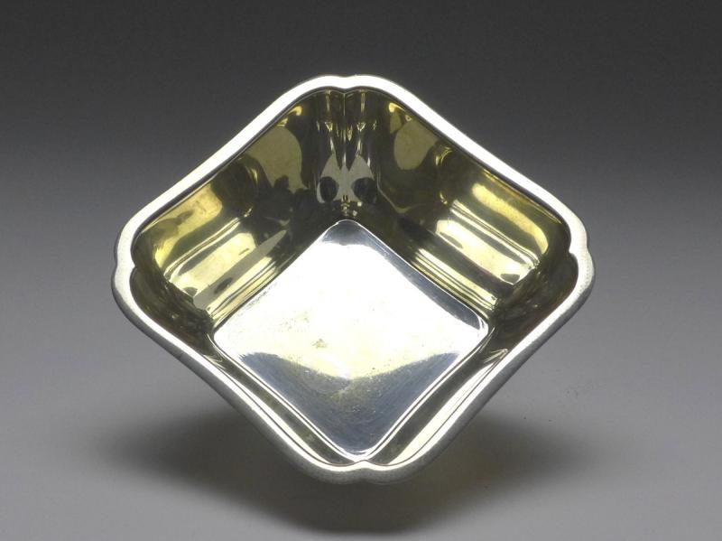 Zuckerschale, eckiges Schälchen, Schale, Wilkens, Bremen, 830er Silber, 83 g