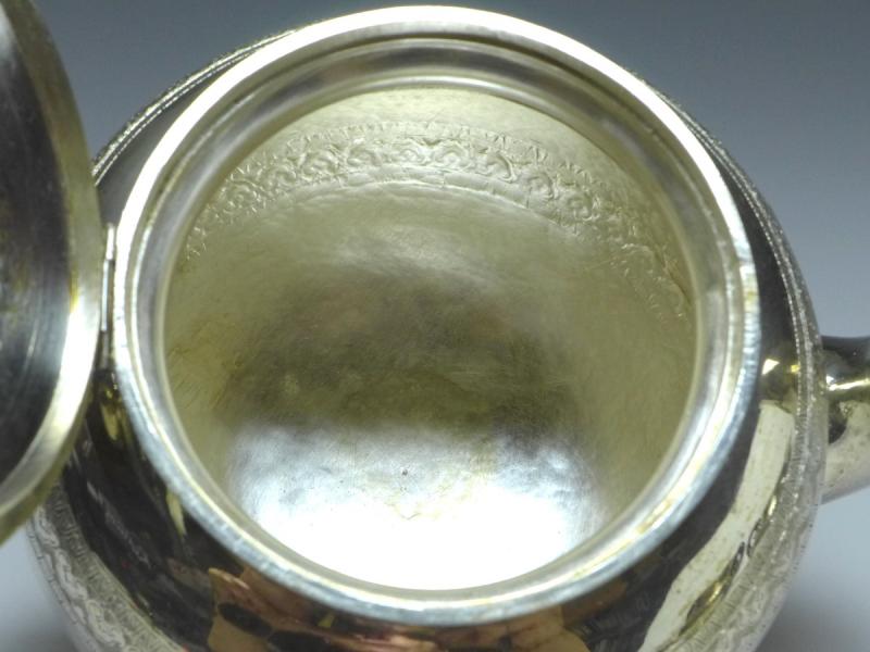 Teekern, Tee-Set 3-teilig, Teekanne, Zuckerschale, Gießer, 835 Silber, zus. 981 g