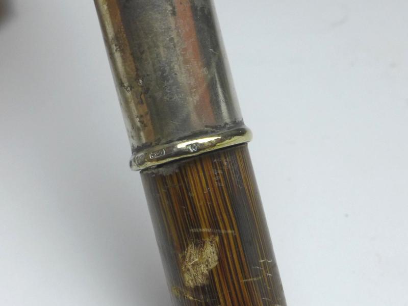 Griff für Gehstock, Flanierstock, Spazierstock, mit Rosendekor, 800er Silber, H: 14 cm, 173 g