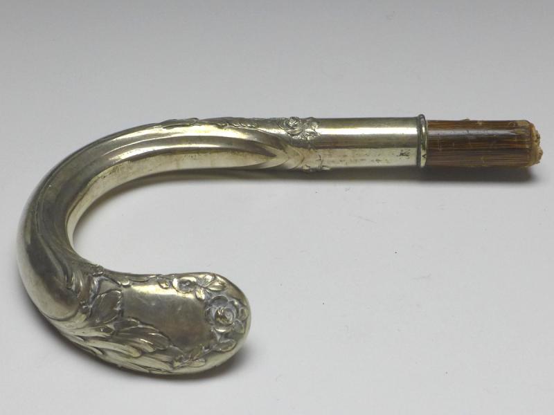 Griff für Gehstock, Flanierstock, Spazierstock, mit Rosendekor, 800er Silber, H: 14 cm, 173 g