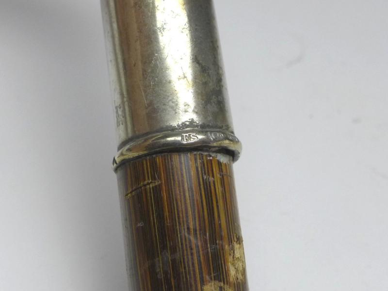 Griff für Gehstock, Flanierstock, Spazierstock, mit Rosendekor, 800er Silber, H: 14 cm, 173 g