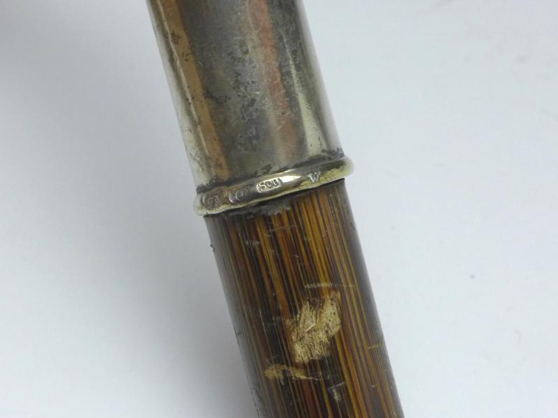 Griff für Gehstock, Flanierstock, Spazierstock, mit Rosendekor, 800er Silber, H: 14 cm, 173 g