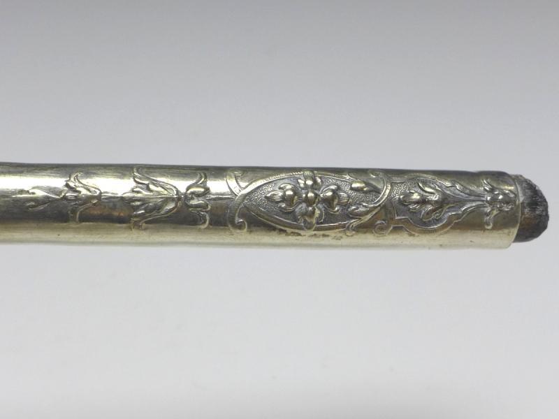 zierlicher Griff für Gehstock, Flanierstock, Spazierstock, mit Blütendekor, 800er Silber, H: 15 cm, 52 g