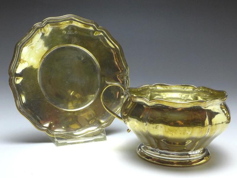 3x Teetasse kpl., Rozet & Fischmeister, Wien, 1872-1922, 800er Silber, 997 g