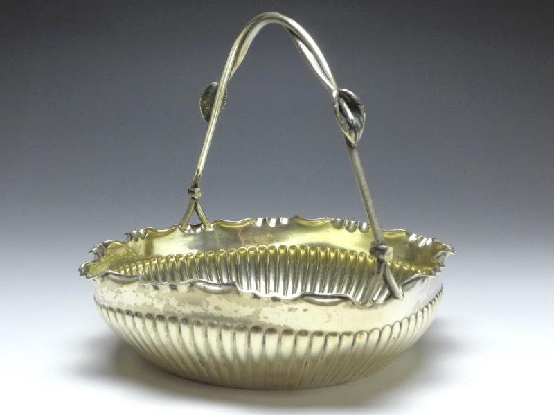 eckige Schale mit Henkel, Obstkorb, WTB, Wilhelm Binder, Schwäbisch Gmünd, 800er Silber, D: 21,5 cm, 310 g