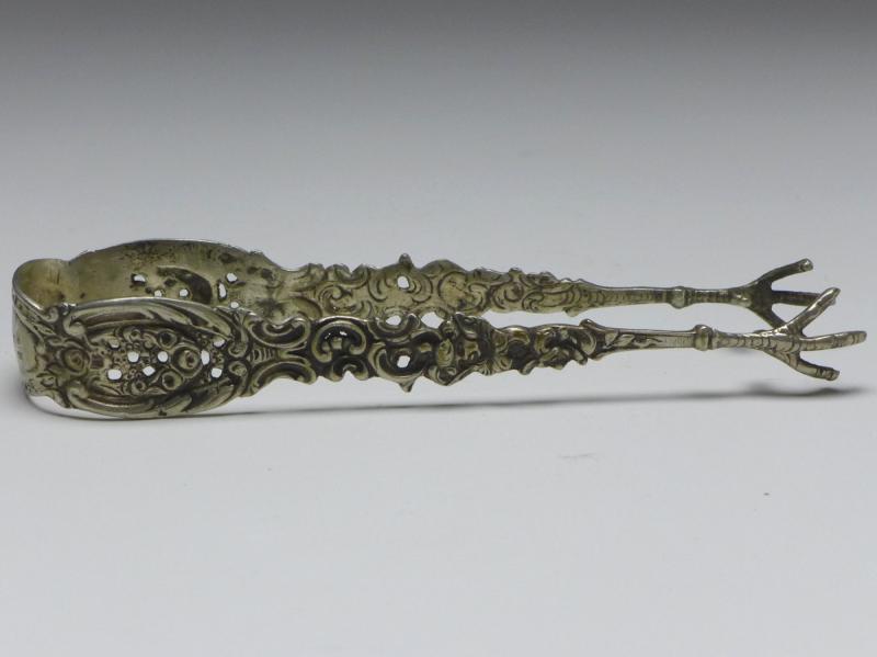 große Zuckerzange, 800er Silber, L: 13 cm, 36 g