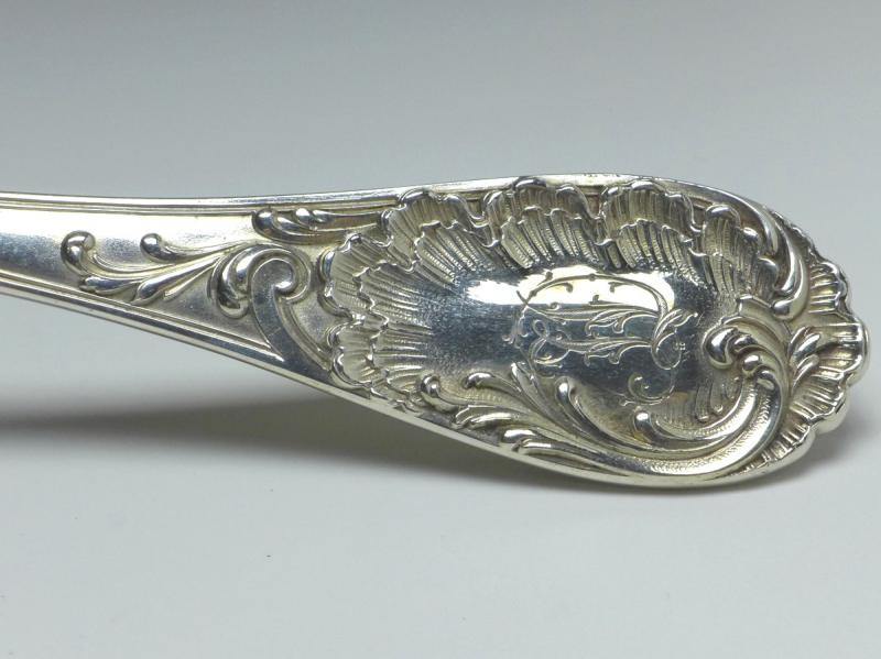 große Kelle, Suppenkelle, H. Meyen, Berlin, 800er Silber, L: 36 cm, 274 g