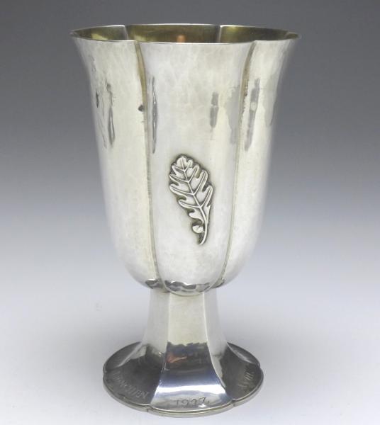 kannelierter Kelch, Becher, Fußbecher, 1927, E. Sieder, 925er Sterling Silber, H: 13,5 cm, 180 g