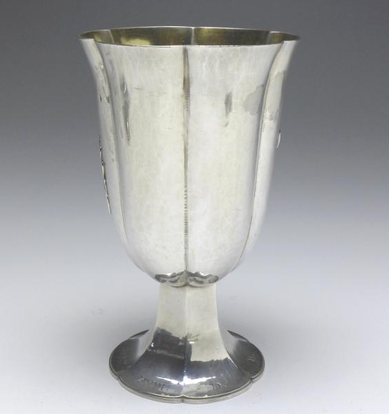 kannelierter Kelch, Becher, Fußbecher, 1927, E. Sieder, 925er Sterling Silber, H: 13,5 cm, 180 g