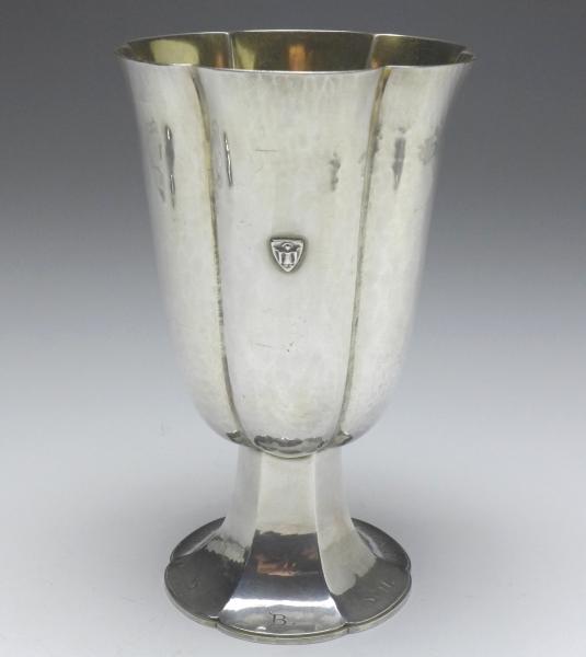 kannelierter Kelch, Becher, Fußbecher, 1927, E. Sieder, 925er Sterling Silber, H: 13,5 cm, 180 g