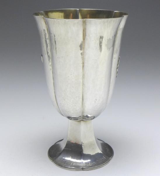 kannelierter Kelch, Becher, Fußbecher, 1927, E. Sieder, 925er Sterling Silber, H: 13,5 cm, 180 g