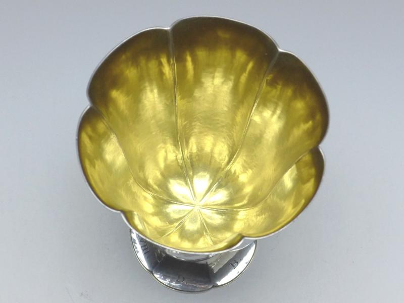 kannelierter Kelch, Becher, Fußbecher, 1927, E. Sieder, 925er Sterling Silber, H: 13,5 cm, 180 g