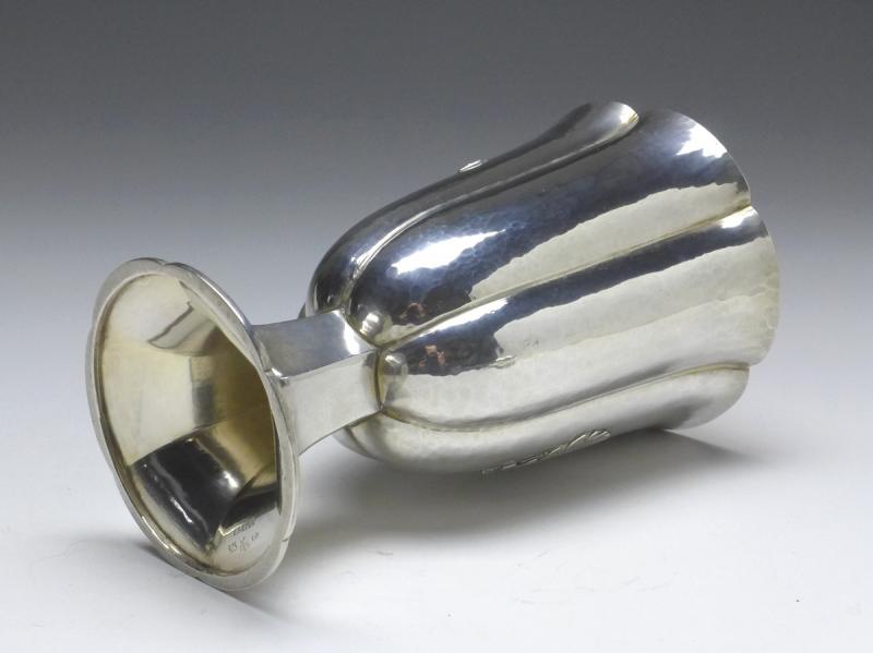 kannelierter Kelch, Becher, Fußbecher, 1927, E. Sieder, 925er Sterling Silber, H: 13,5 cm, 180 g