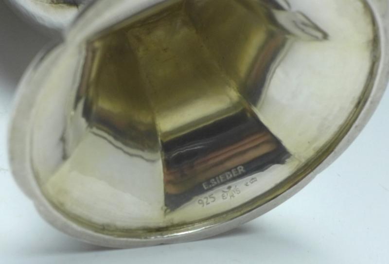 kannelierter Kelch, Becher, Fußbecher, 1927, E. Sieder, 925er Sterling Silber, H: 13,5 cm, 180 g