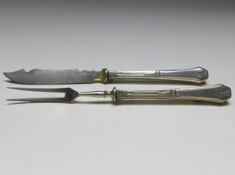 Obstbesteck 12-teilig, um 1900, Griffe Silber