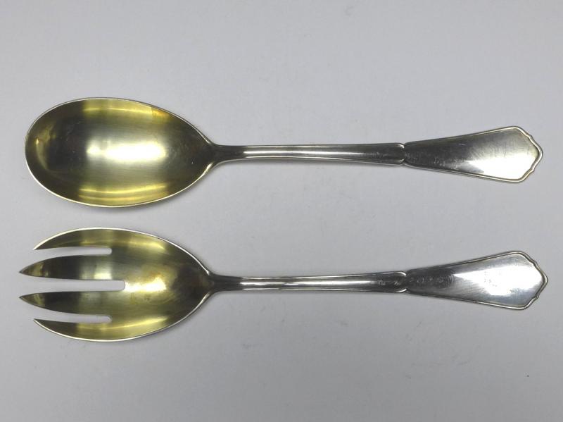 Salatbesteck, 2-teilig, WTB, Wilhelm Binder, Schwäbisch Gmünd, 800 Silber, L: 21,5 cm, 137 g
