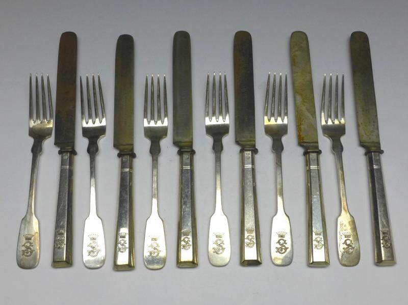 Besteck für 6 Personen, 12-teilig, Kirsch, Dresden, 800er Silber, 6x Gabel, 6x Messer
