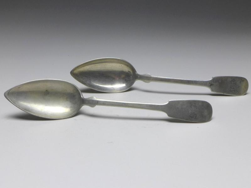 2x Suppenlöffel, Löffel, 19. Jh., 13 Lot | 812,5 Silber, L: 21 cm