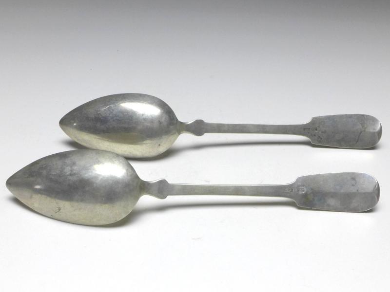 2x Suppenlöffel, Löffel, 19. Jh., 13 Lot | 812,5 Silber, L: 21 cm