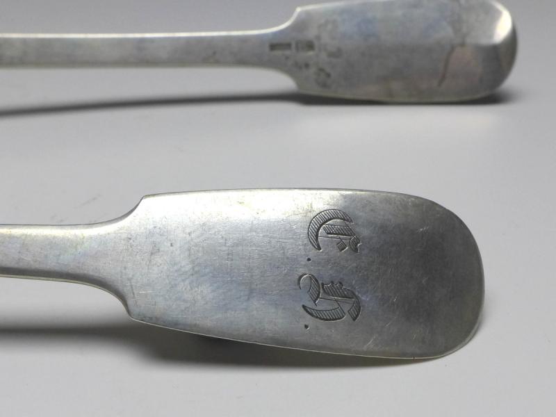 2x Suppenlöffel, Löffel, 19. Jh., 13 Lot | 812,5 Silber, L: 21 cm