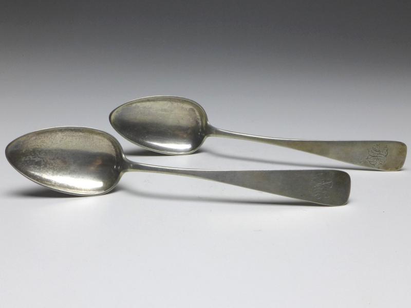 2x Suppenlöffel, Löffel, 19. Jh., M.W. Brandt, Hamburg, 12 Lot | 750 Silber, L: 22,8 cm