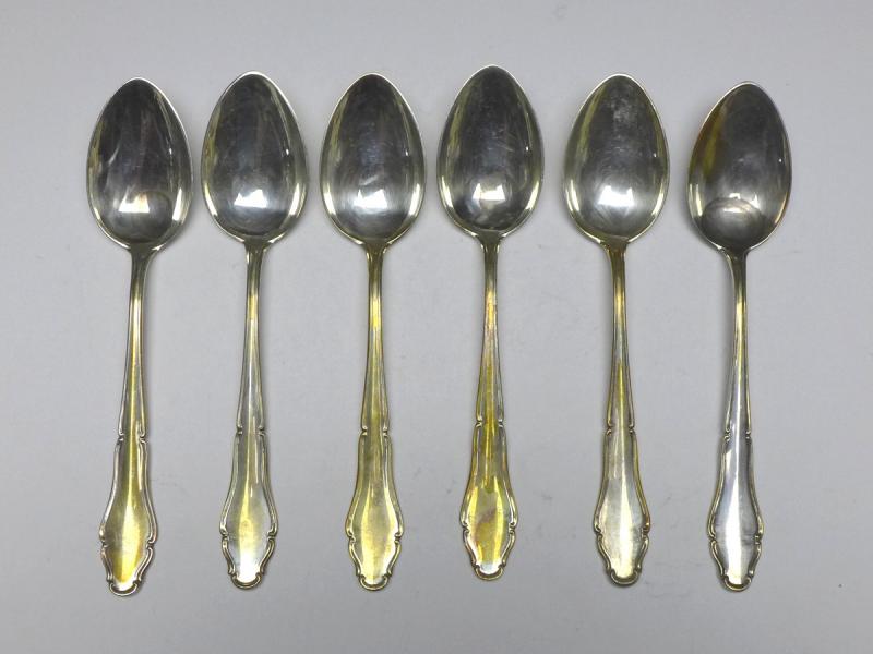 6x Löffel, Teelöffel, Kaffeelöffel, 800er Silber, Lutz & Weiss, Pforzheim, L: 13,5 cm